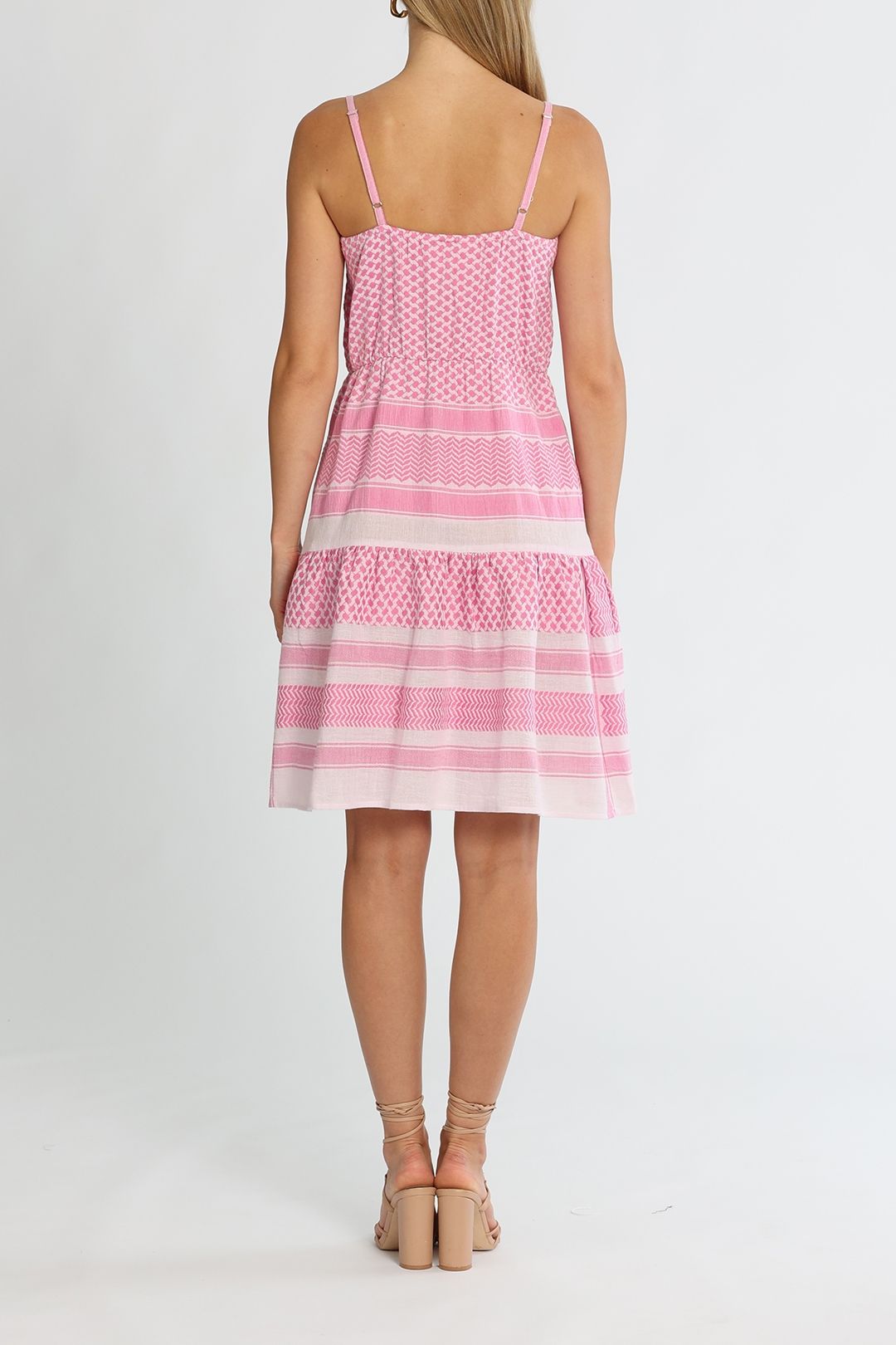 Summery Copenhagen Rose Sleeveless Short Dress Super Pink Scoop Neck