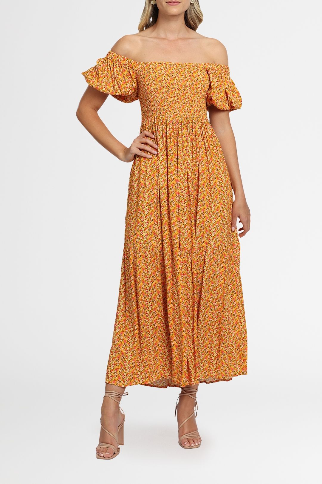 Suzie Dress in Saffron midi