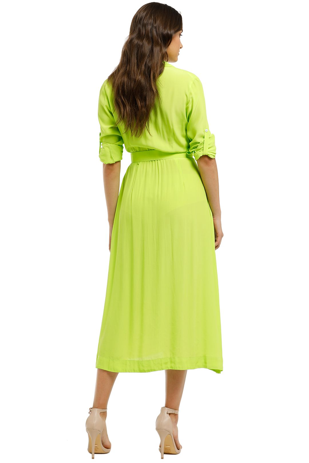 Lime LS Shirt Dress by S/W/F for Rent | GlamCorner Lime LS Shirt Dress by S/W/F for Rent | GlamCorner