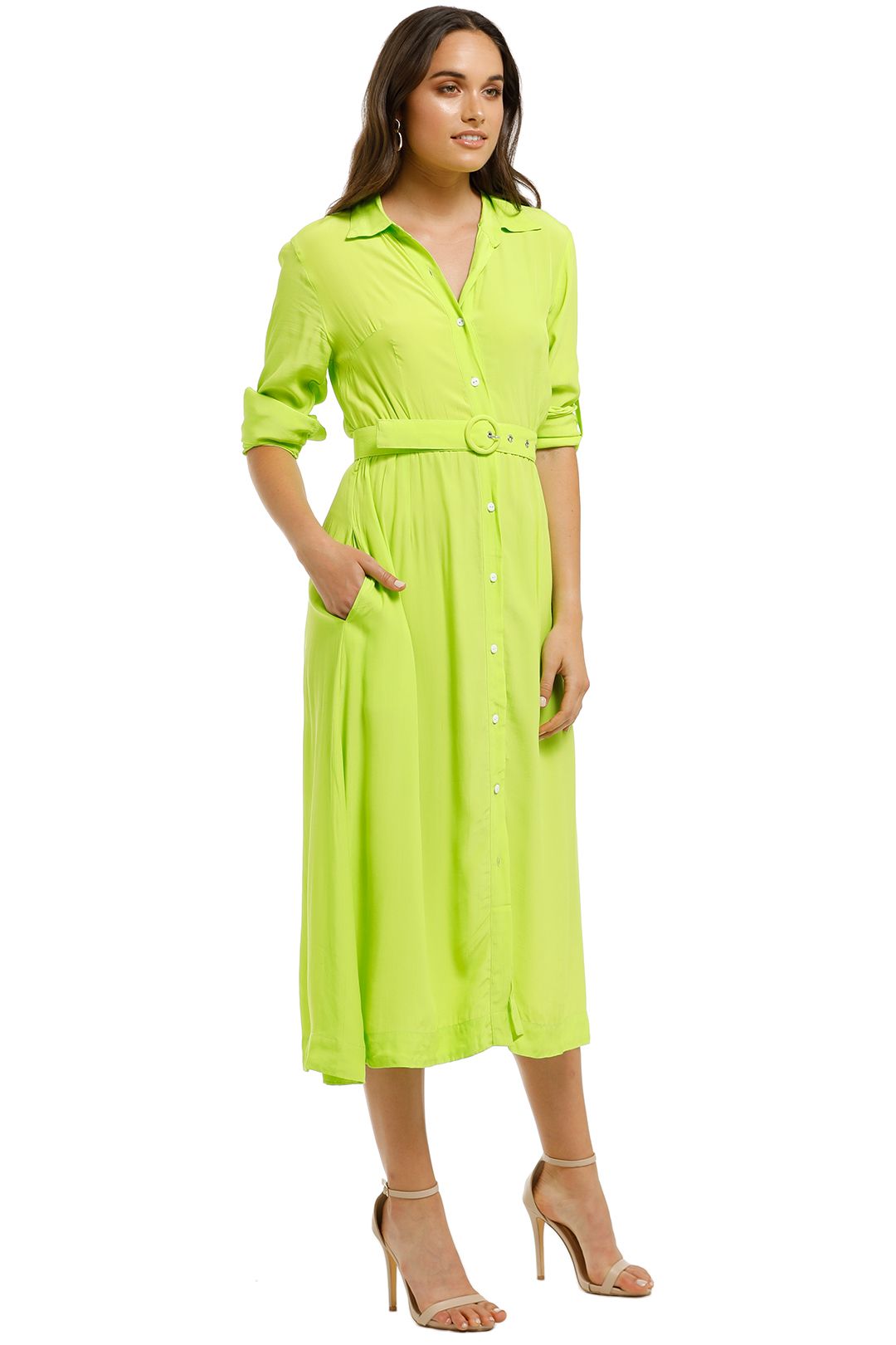SWF-Lime-LS-Shirt-Dress-Green-Side