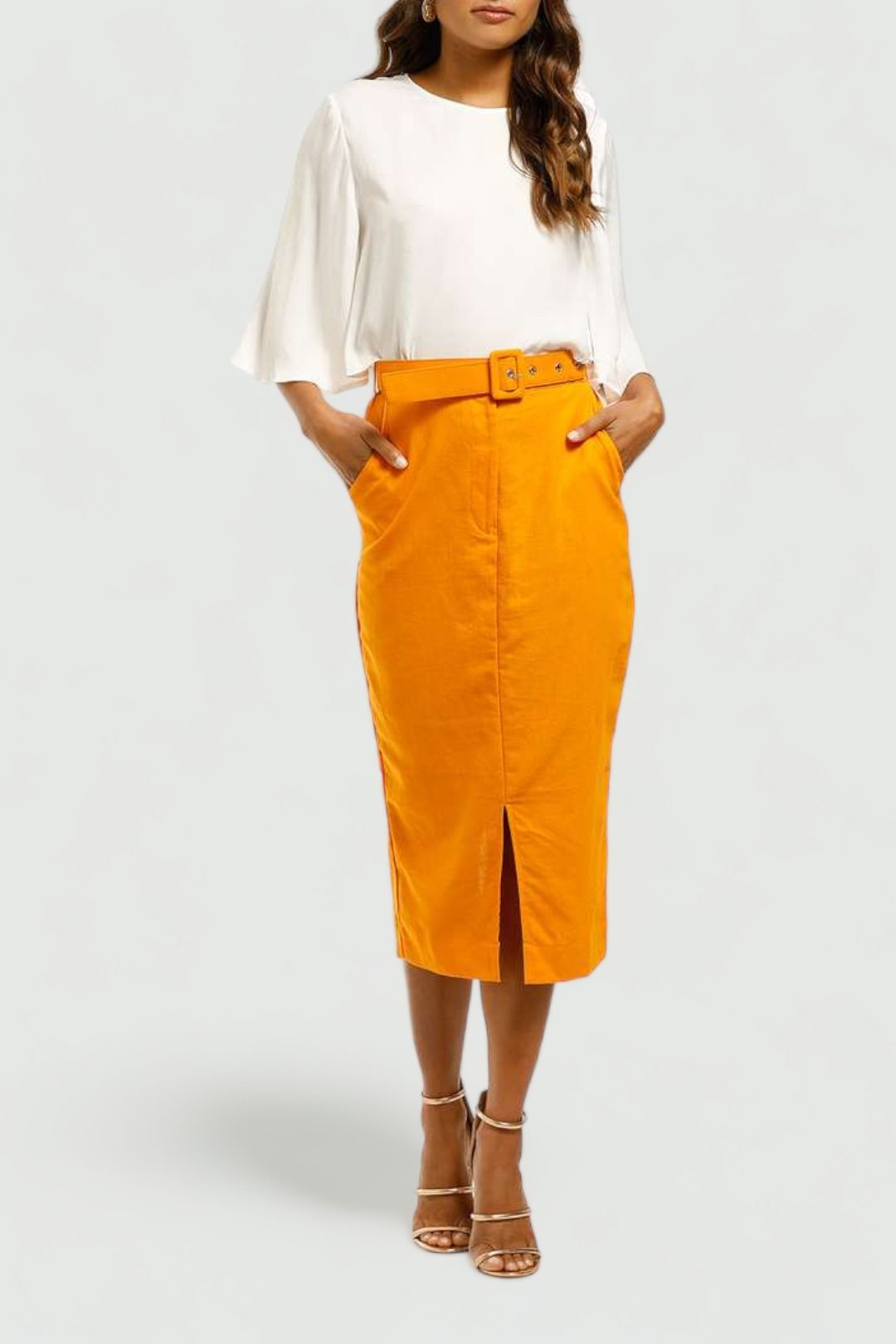 SWF-Orange-Pencil-Skirt-Orange-Front
