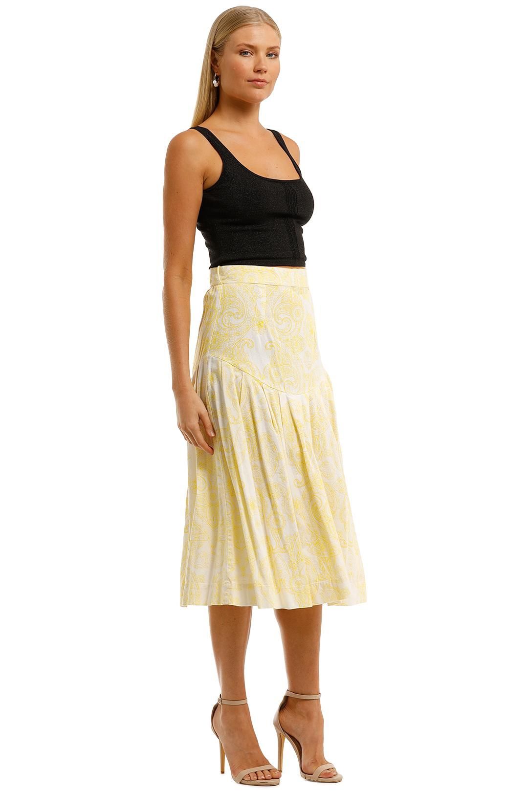 SWF Paisley Lemon Midi Skirt Yellow