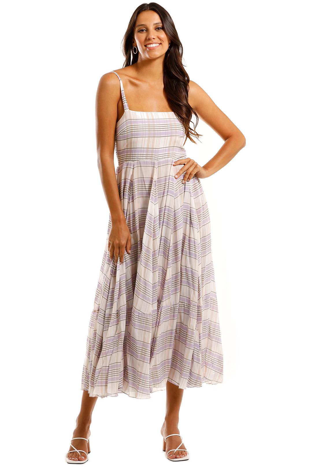 SWF Apron Maxi Renaissance Violet Plaid Print in Purple
