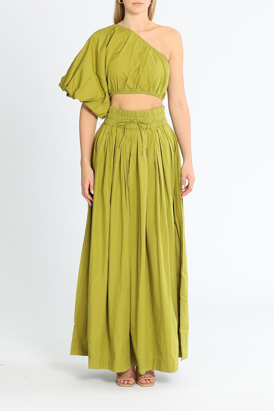 One Shoulder Crop Top With Embellished Skirt