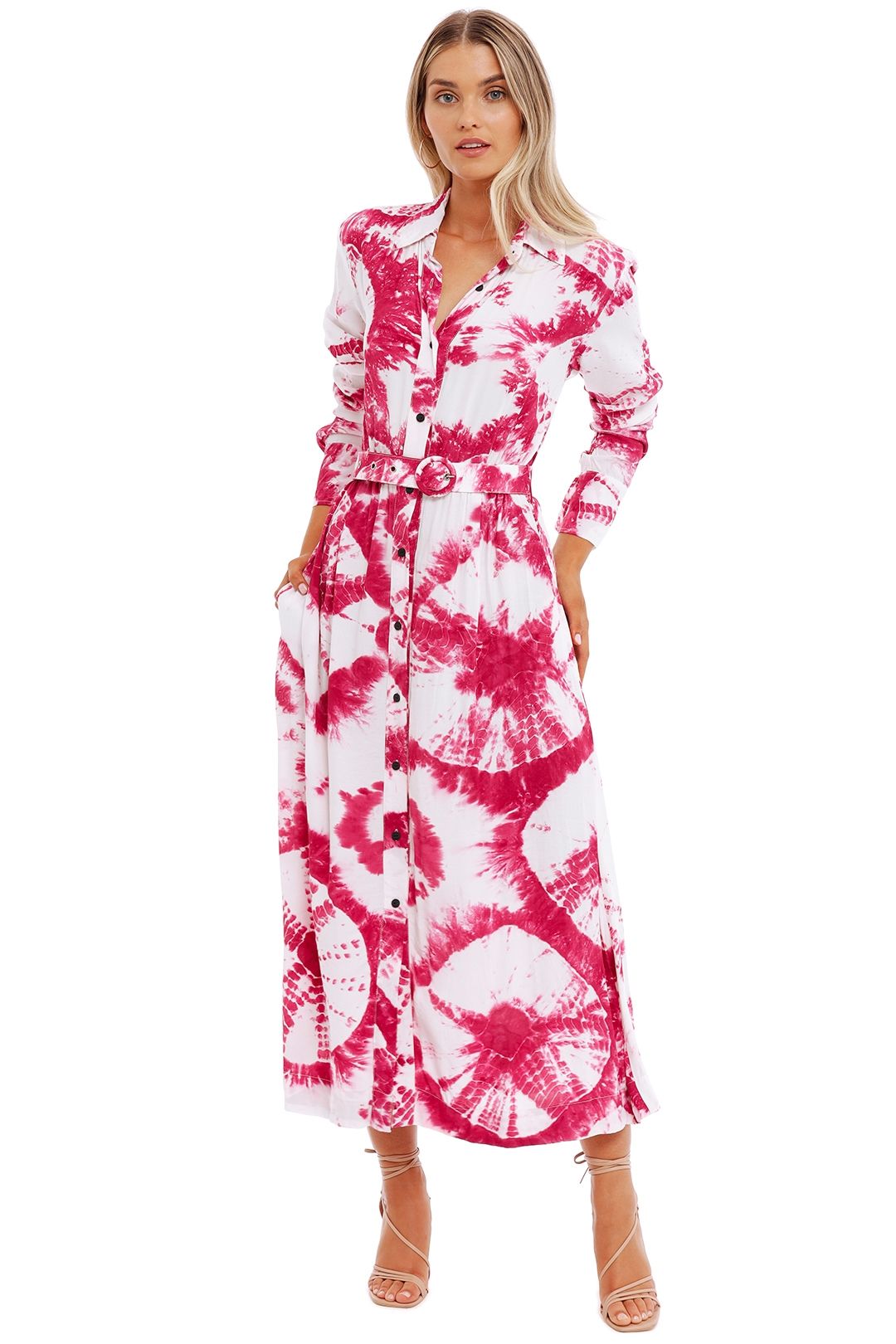 SWF Long Sleeve Shirt Dress Magenta