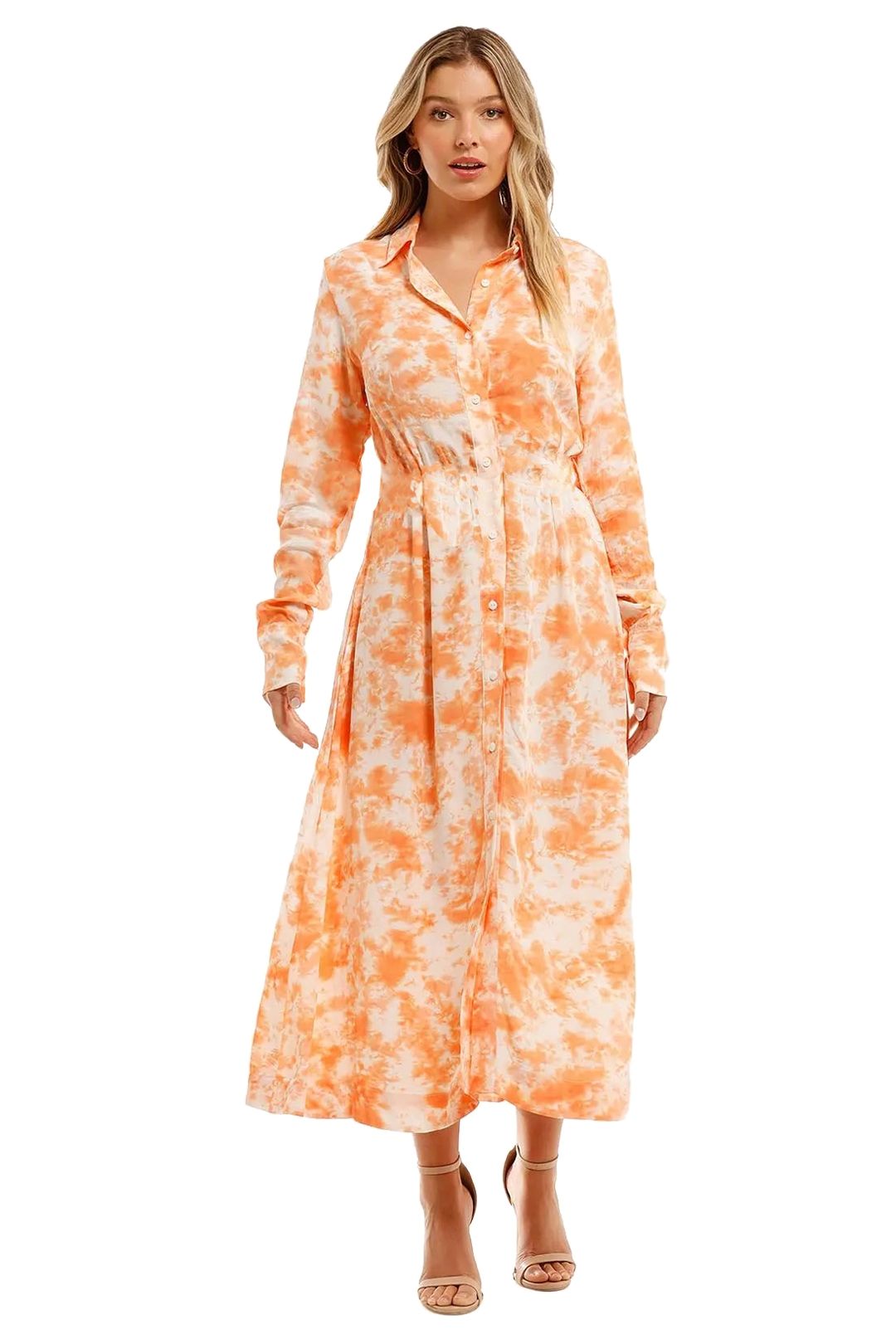SWF Long Sleeve Shirt Dress Midi Print Abstract- back