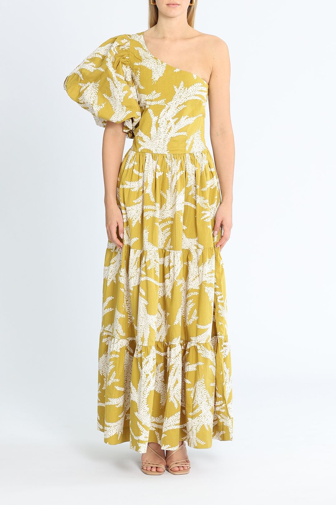 swf one shoulder puff sleeve maxi dress SWF - Exaggerate One Shoulder Puff Sleeve Maxi