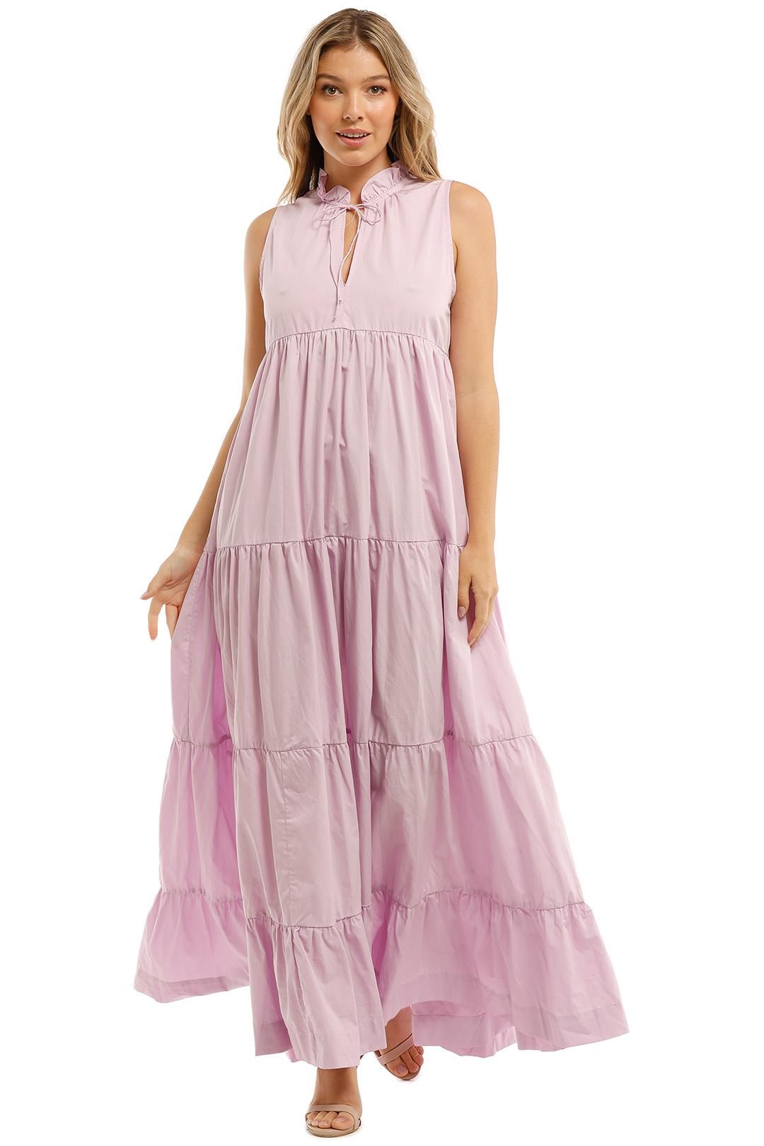 SWF Ruffle Tiered Maxi Dress Purple Sleeveless