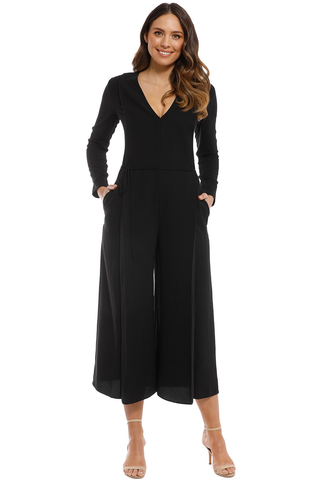 T By Alexander Wang - Cropped Jumpsuit - Black - Front