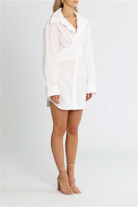 Hire Cross Front Shirt Dress in White T By Alexander Wang