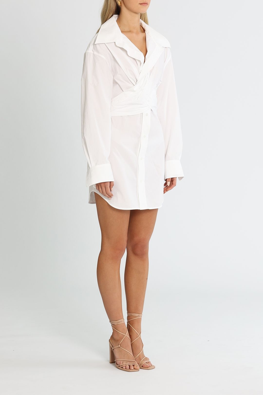 Hire Cross Front Shirt Dress in White | T By Alexander Wang | GlamCorner Hire Cross Front Shirt Dress in White | T By Alexander Wang | GlamCorner