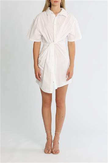 Hire Twisted Placket Short Sleeve Button Down Dress in Bright