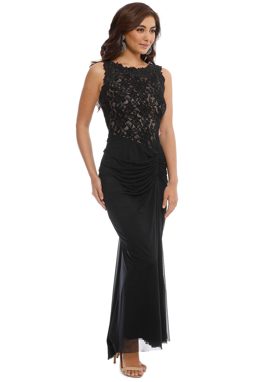 Draped Lace Gown Black by Tadashi Shoji for Hire