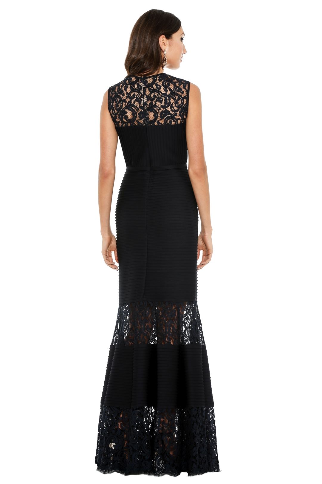 Pintuck Neoprene Lace Illusion Gown by Tadashi Shoji for Rent