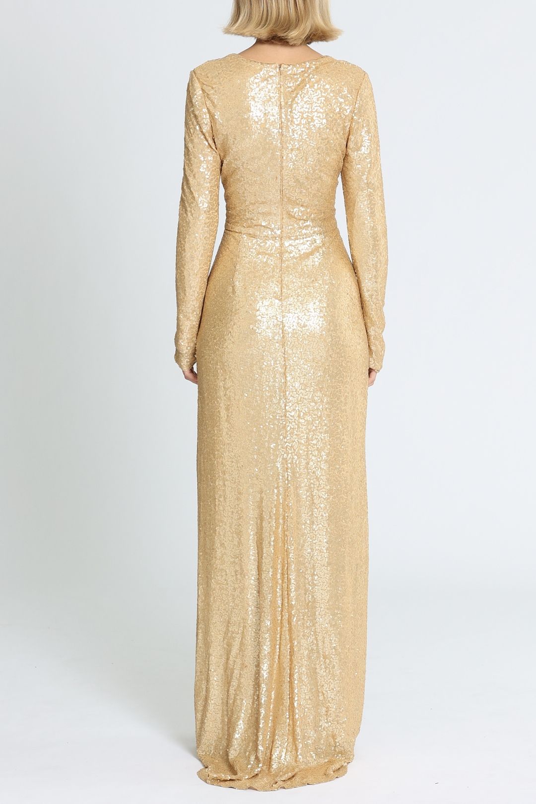 Tadashi Shoji - Angelique Gold Drape Gown Bodycon