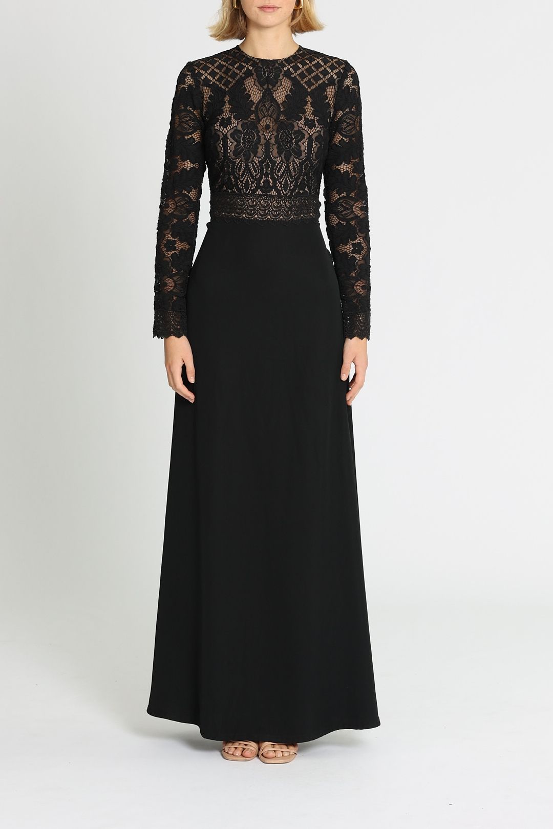 Tadashi Shoji Benes Long Sleeve Gown Black