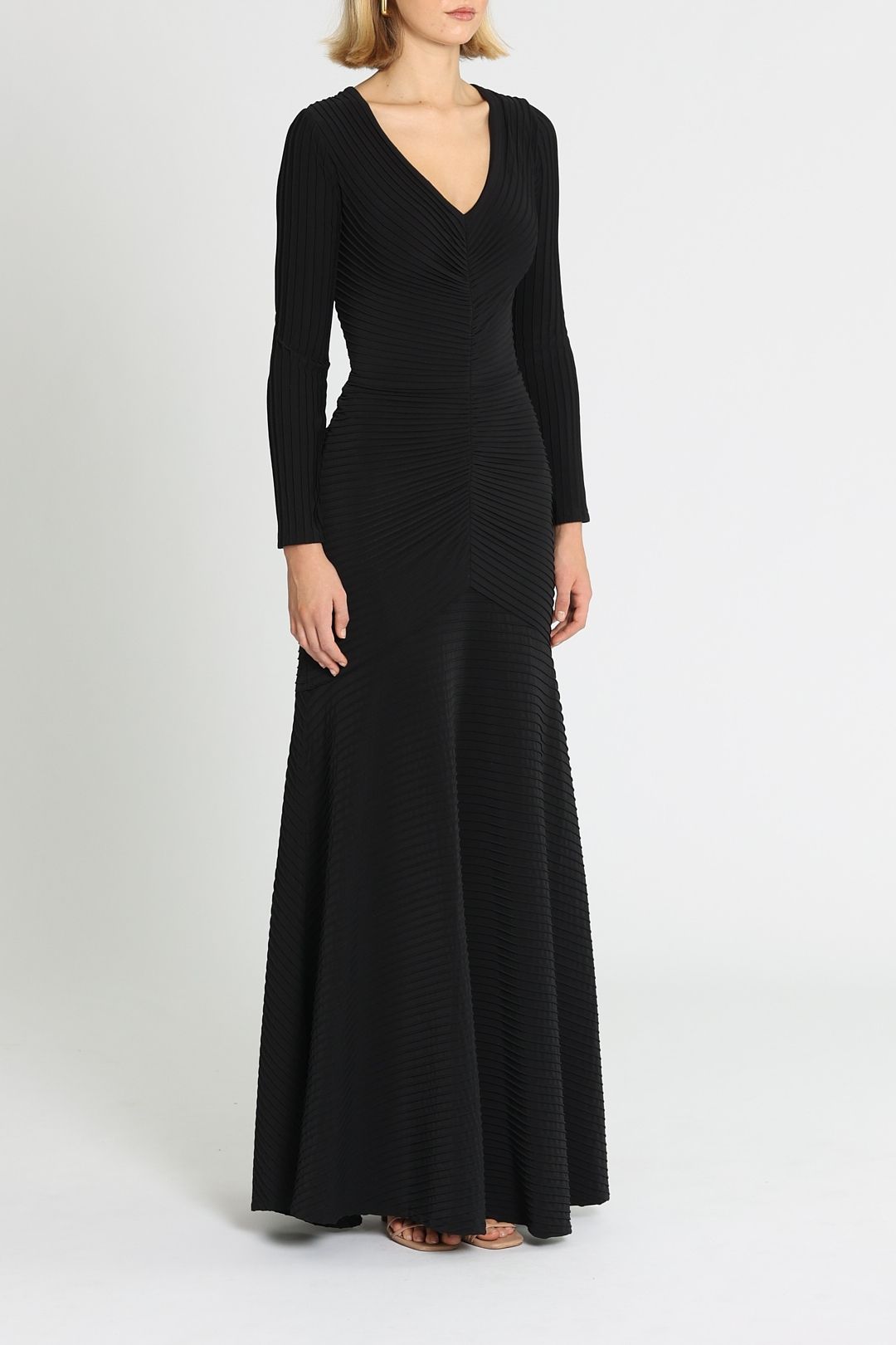 Elias Long Sleeve Pintuck Gown by Tadashi Shoji for Rent