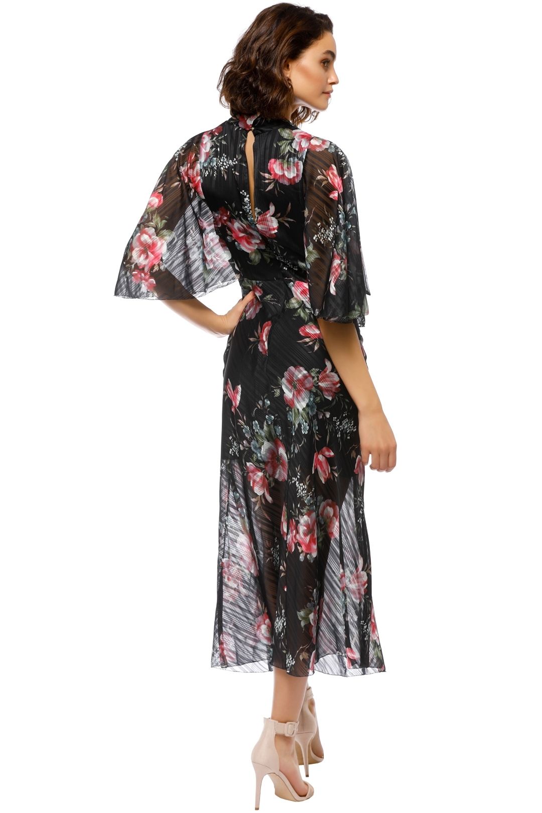 Talulah - Belonging Midi Dress - Black Floral - Back