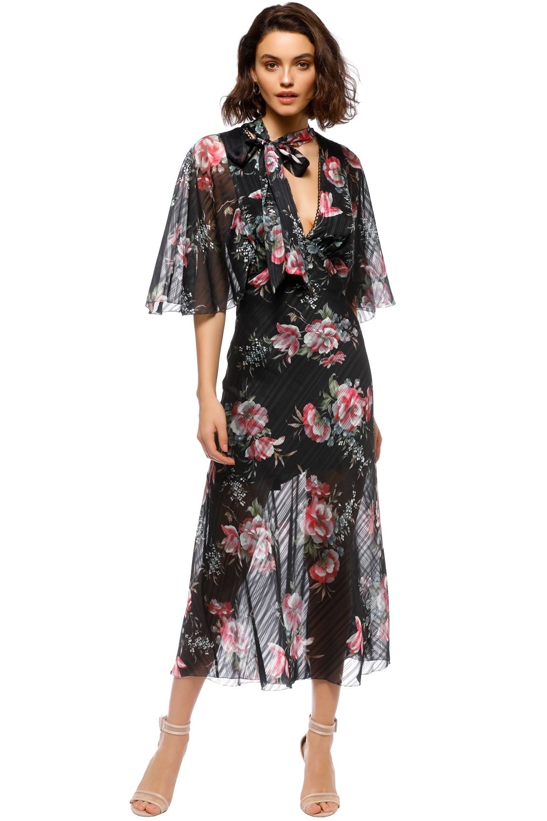 Talulah - Belonging Midi Dress - Black Floral - Front