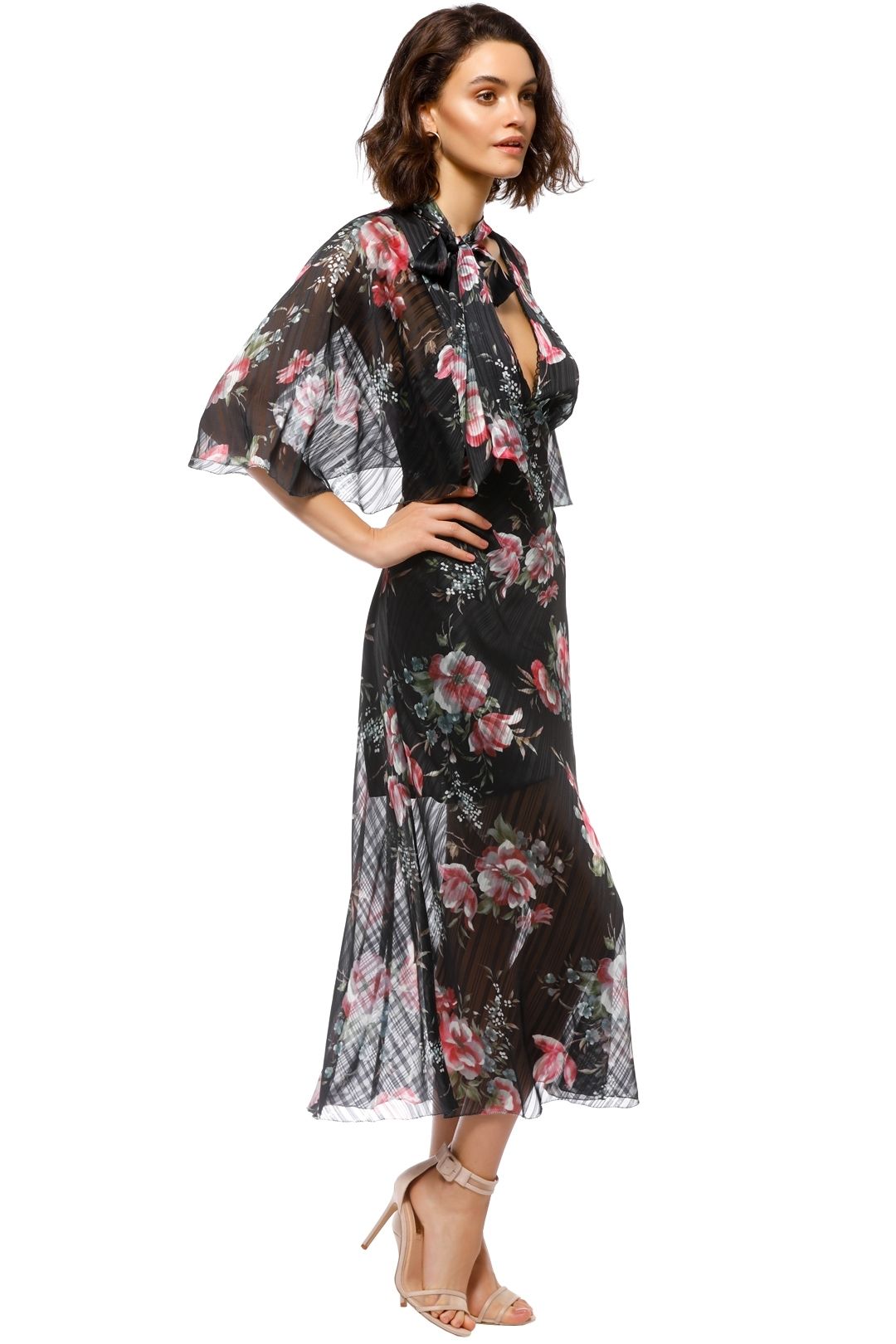Talulah - Belonging Midi Dress - Black Floral - Side