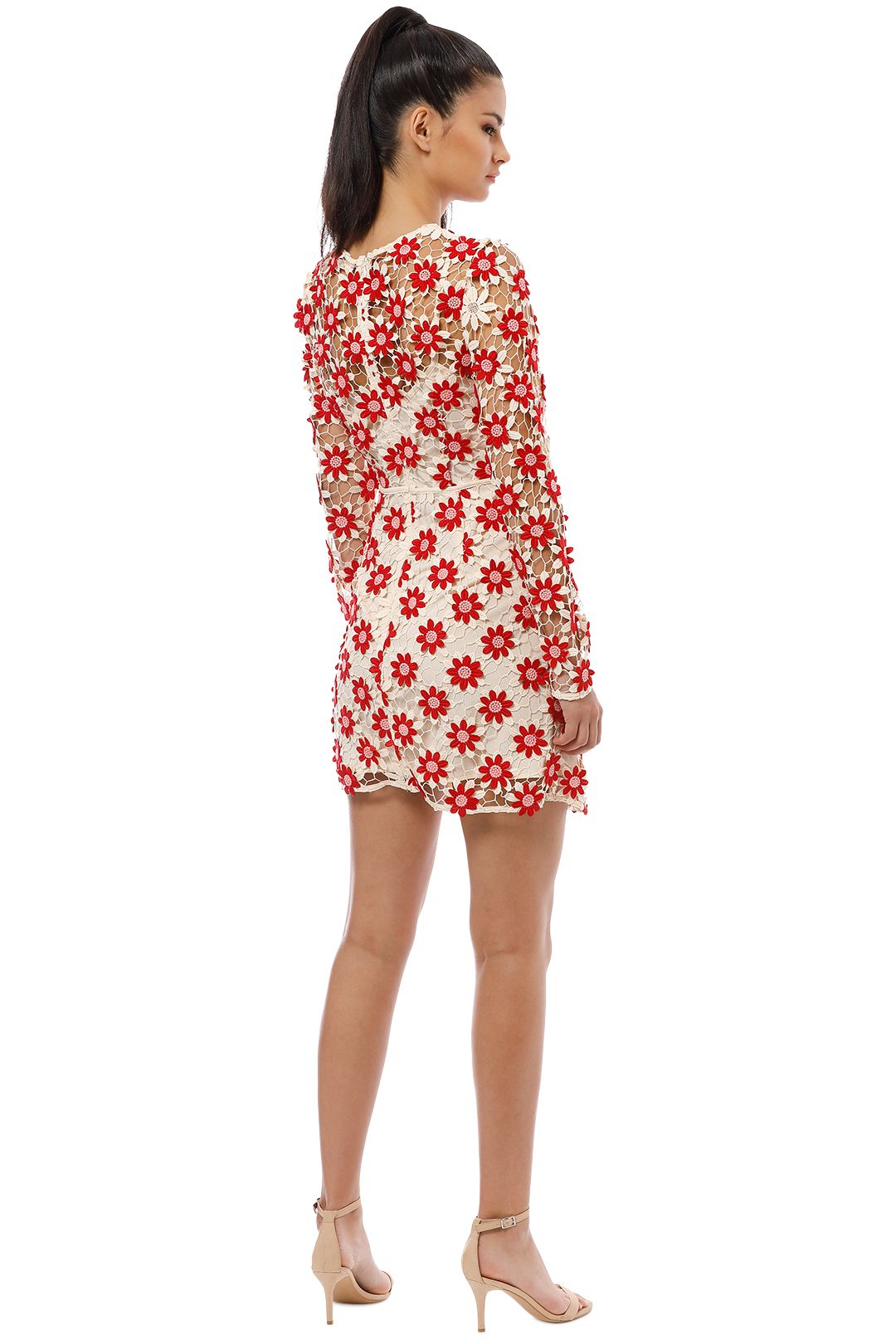 Talulah - Britain LS Mini Dress - Red Cream - Back