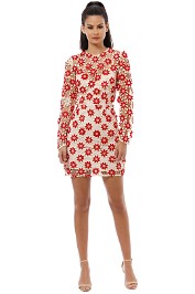 Talulah - Britain LS Mini Dress - Red Cream - Front