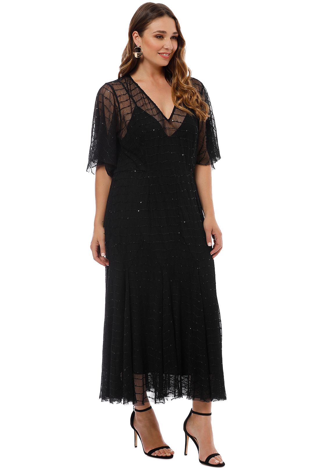 Talulah - Candid Lace Midi Dress - Black - Side