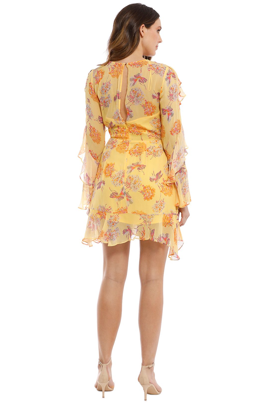 Talulah - Cerulean Mini Dress - Yellow Vintage Floral - Back