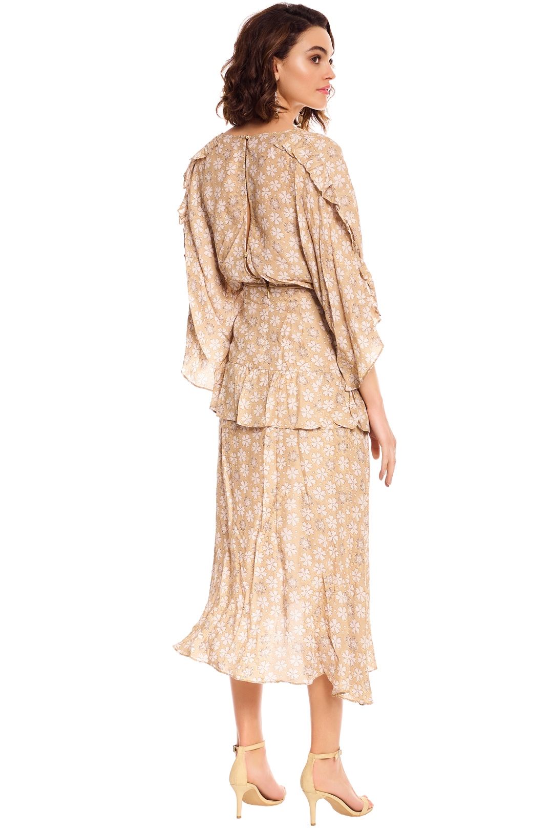 Talulah - Charismatic Woman Midi Dress - Nude Floral - Back