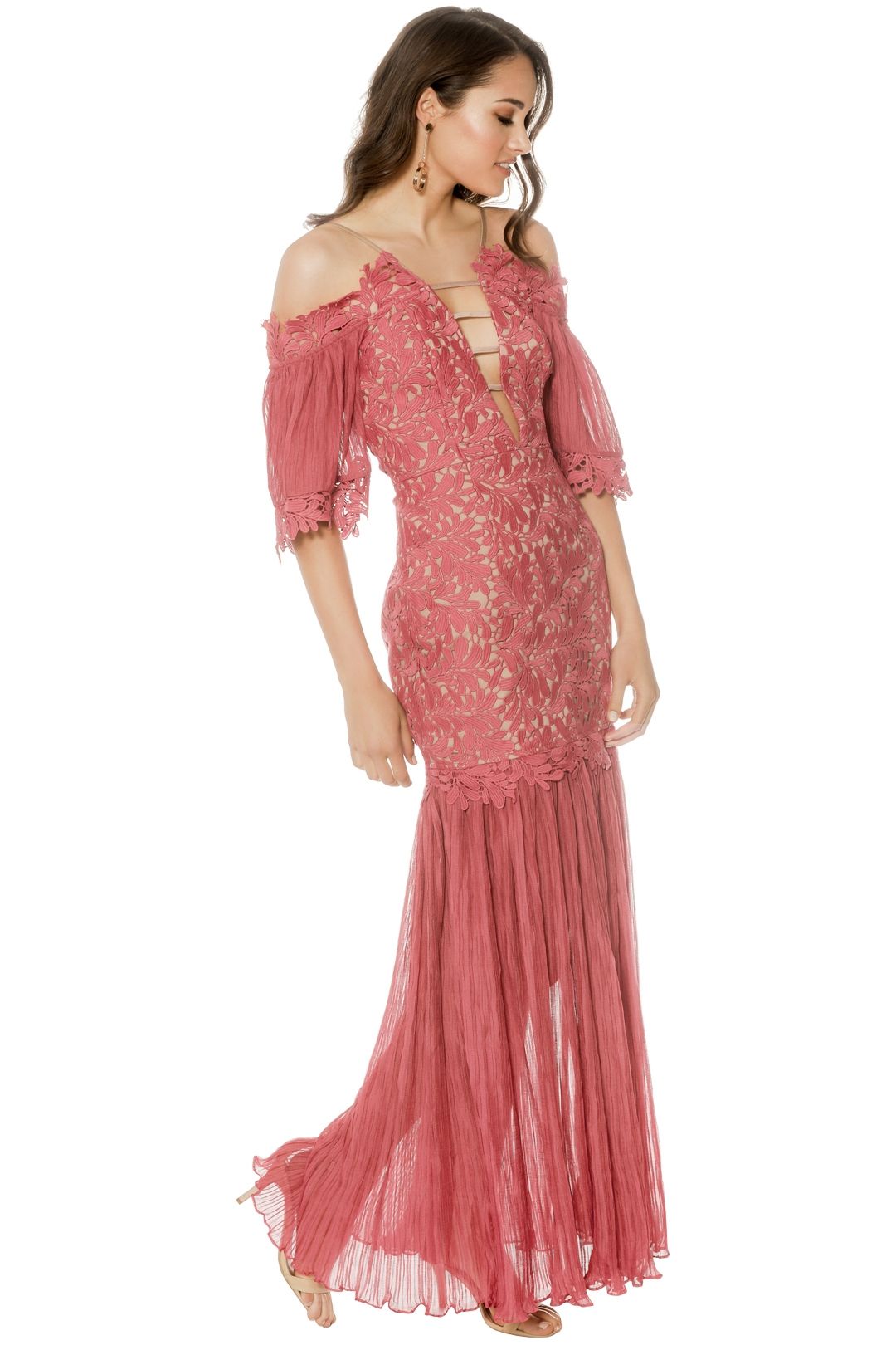 Talulah - Fresco Off Shoulder Gown - Pink - Side