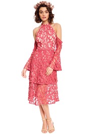 Talulah - Genre Halter Dress - Coral Lace - Front