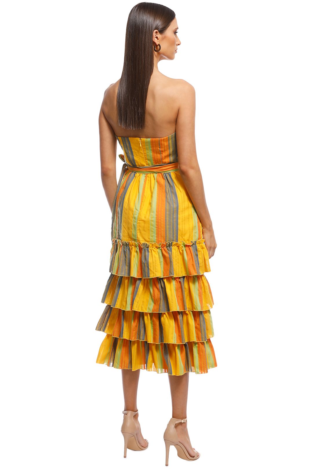 Talulah - Imperial Midi Dress - Yellow Stripes - Back