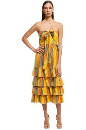 Talulah - Imperial Midi Dress - Yellow Stripes - Front