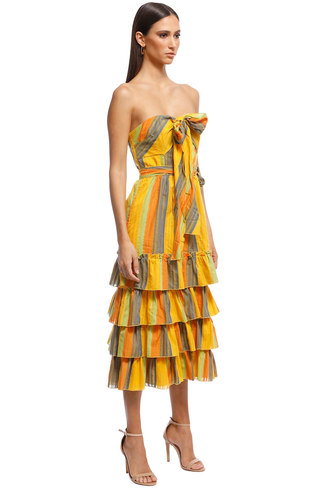 Talulah - Imperial Midi Dress - Yellow Stripes - Side