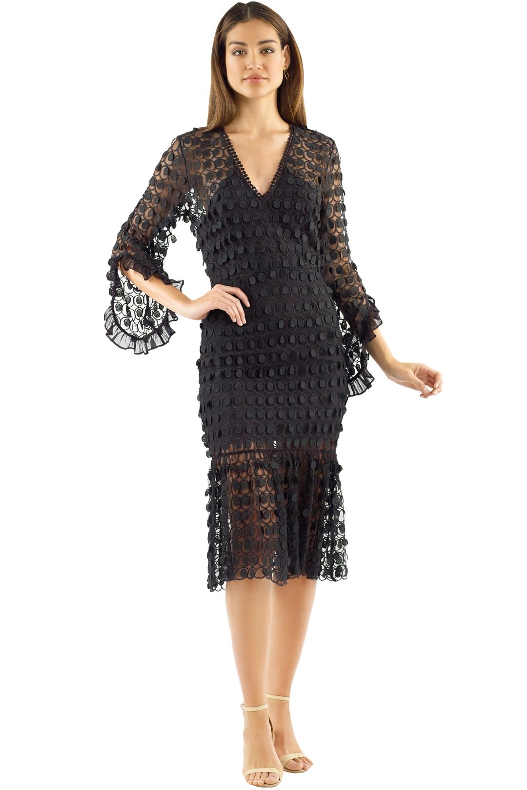 Talulah - Mellifluous Midi Dress - Black - Front