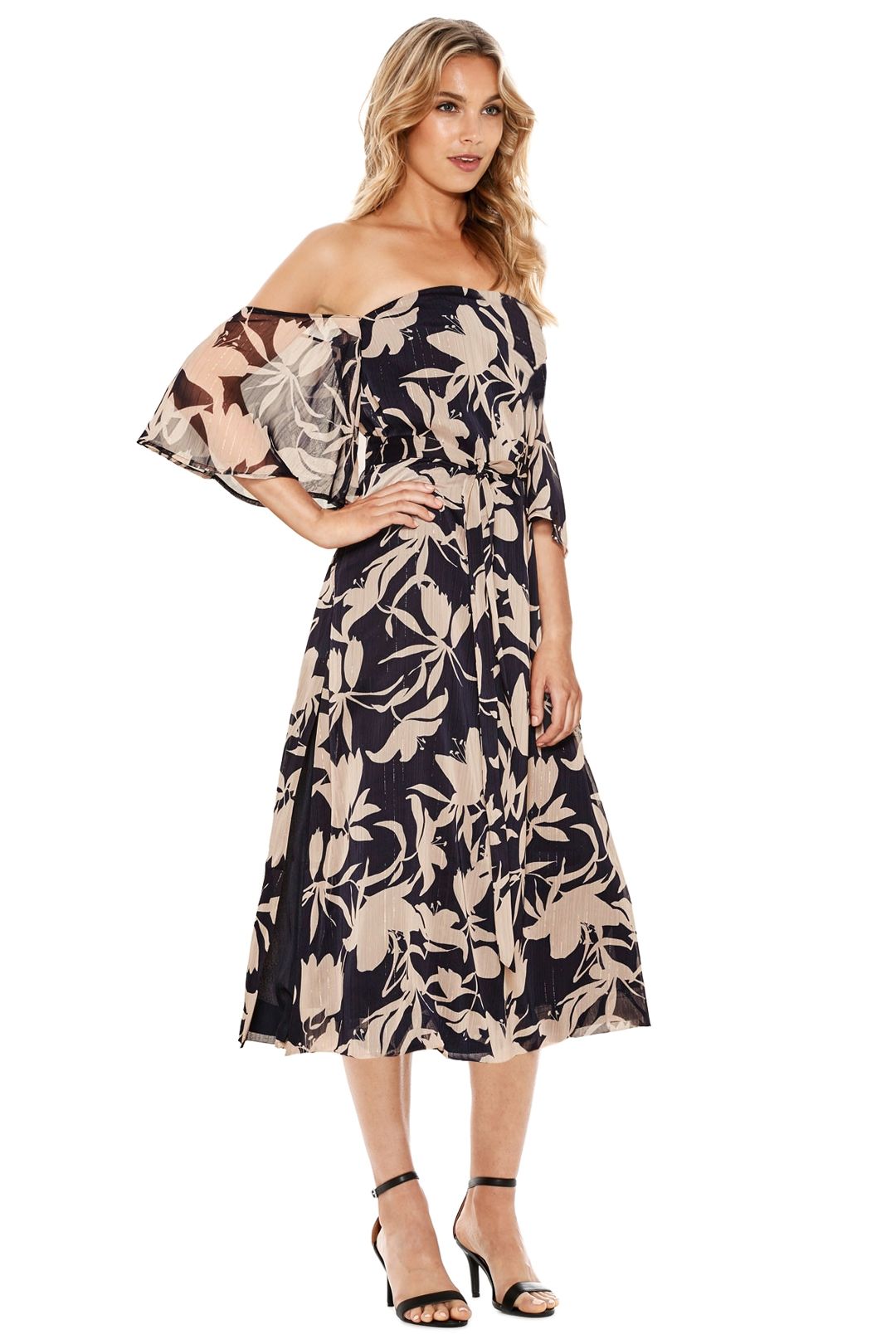 Talulah - Orchard Off The Shoulder Maxi Dress - Navy Floral - Side