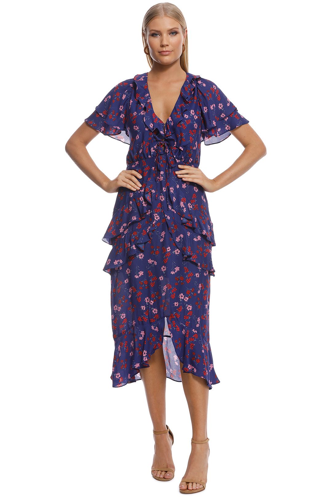 Talulah - The Yearning Ruffle Midi Dress - Blue - Front