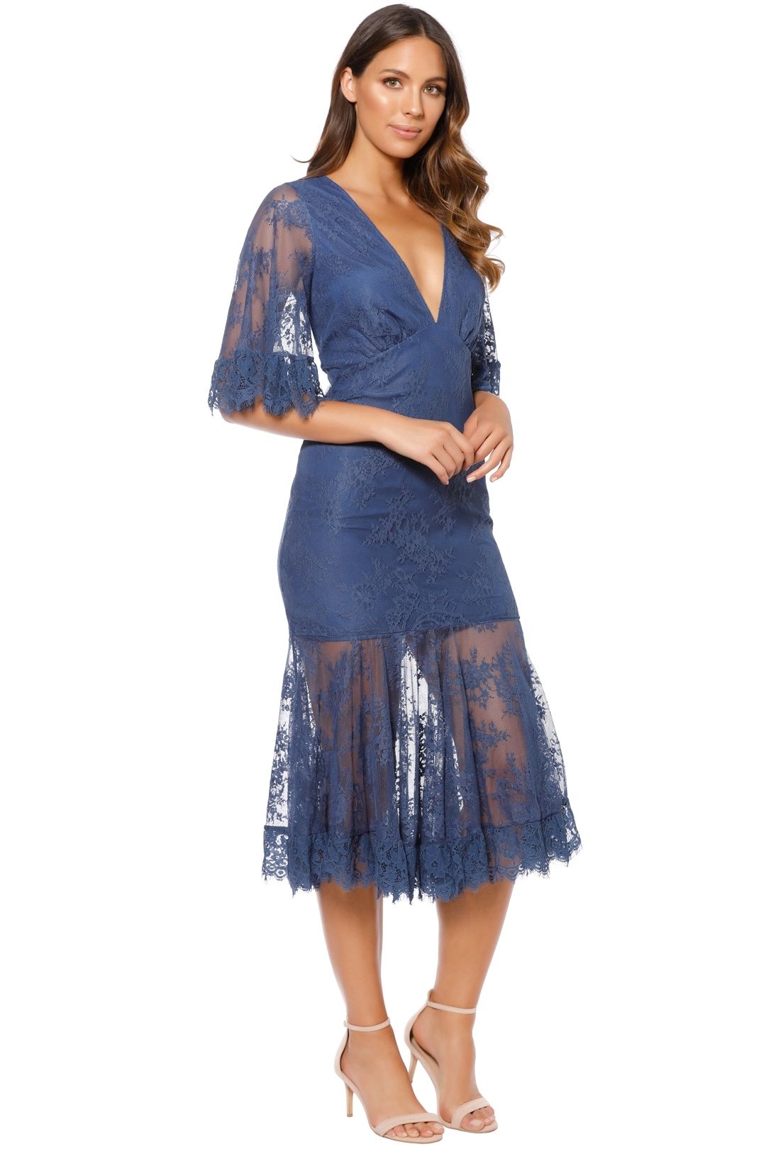 Talulah - Transpire Lace Maxi Dress - Blue - Side