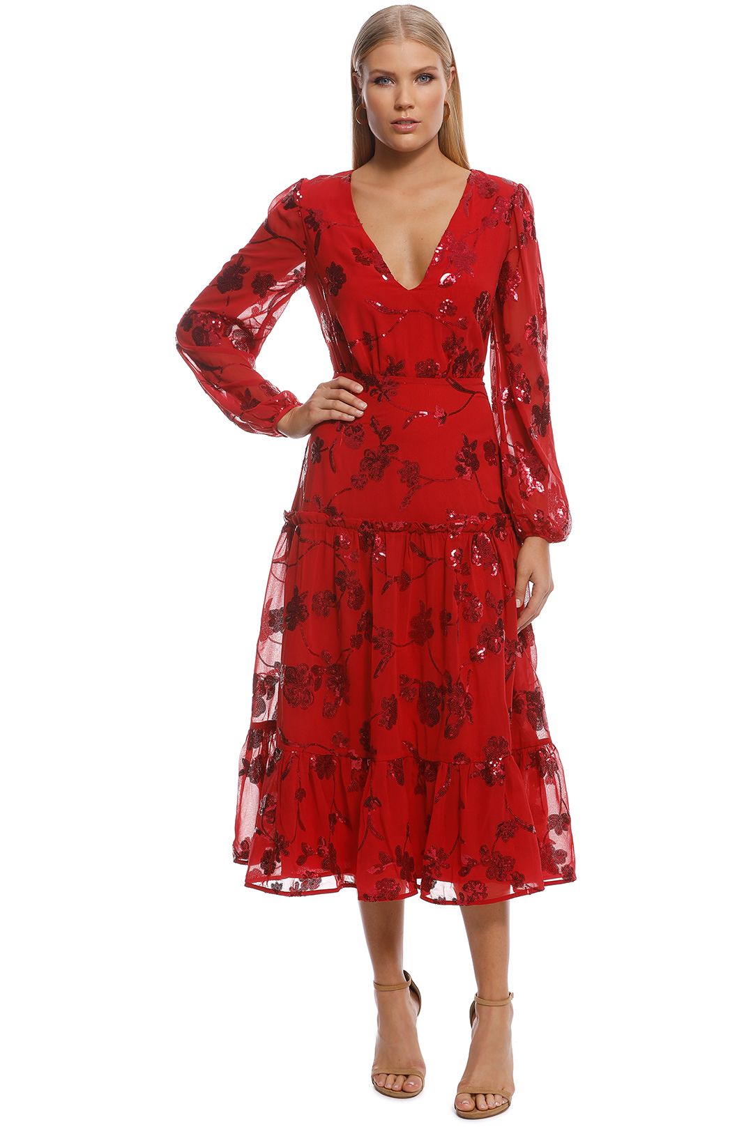 Talulah - Valiant Midi Dress - Red - Front