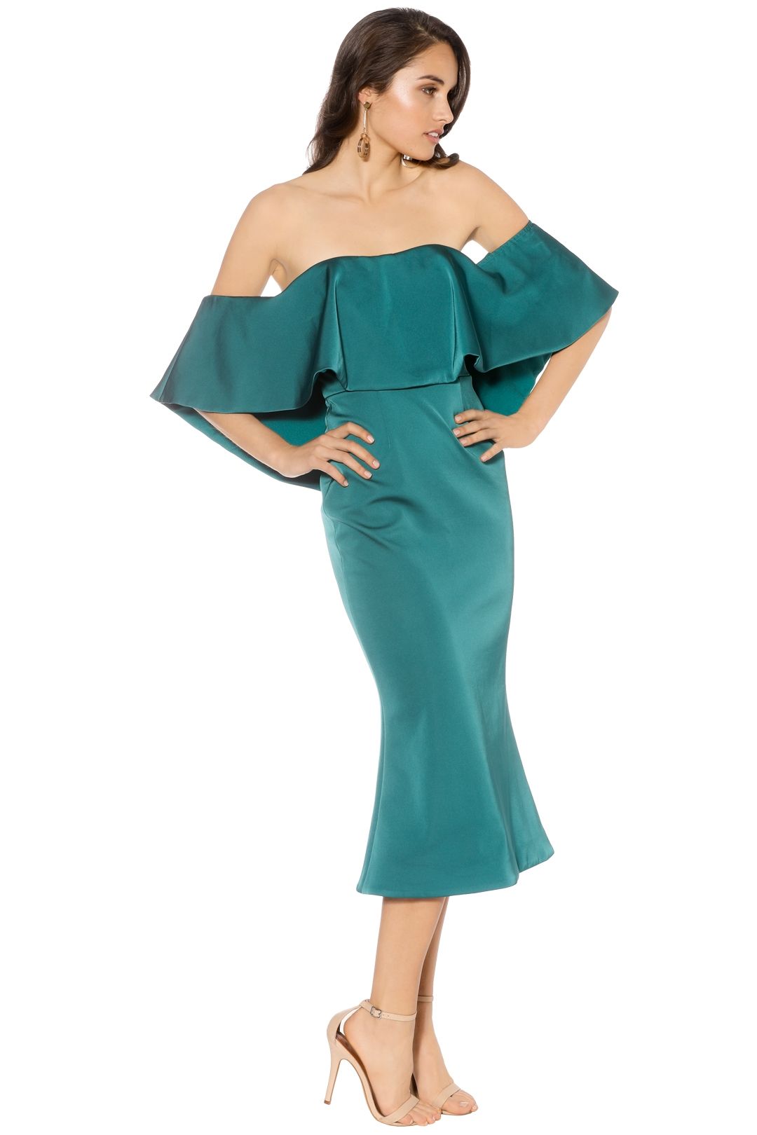 Talulah - Without You Midi - Emerald - Side - Teal