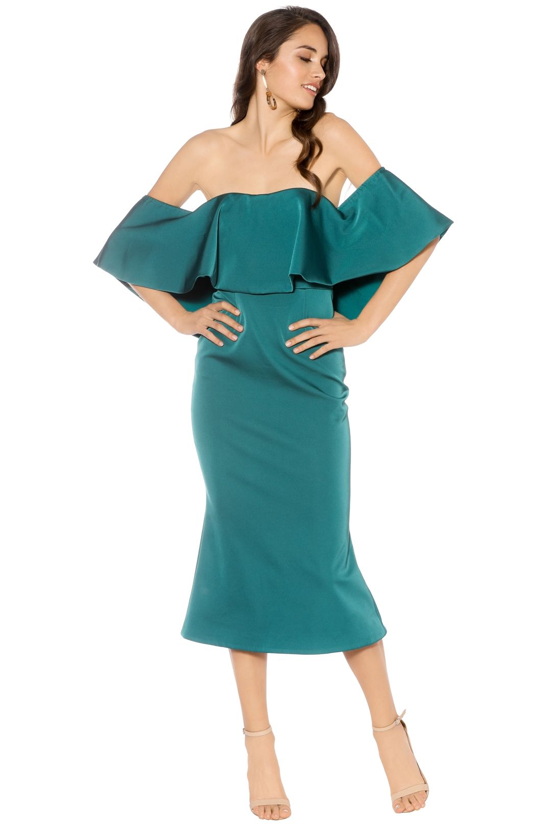 Talulah - Without You Midi - Emerald - Front - Teal