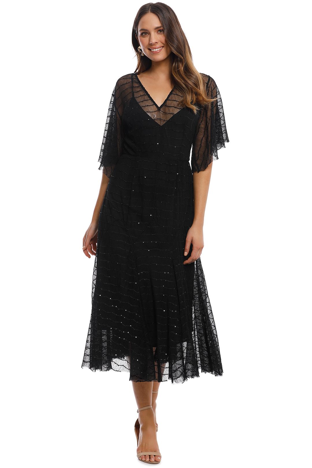 Talulah - Candid Lace Midi Dress - Black - Front