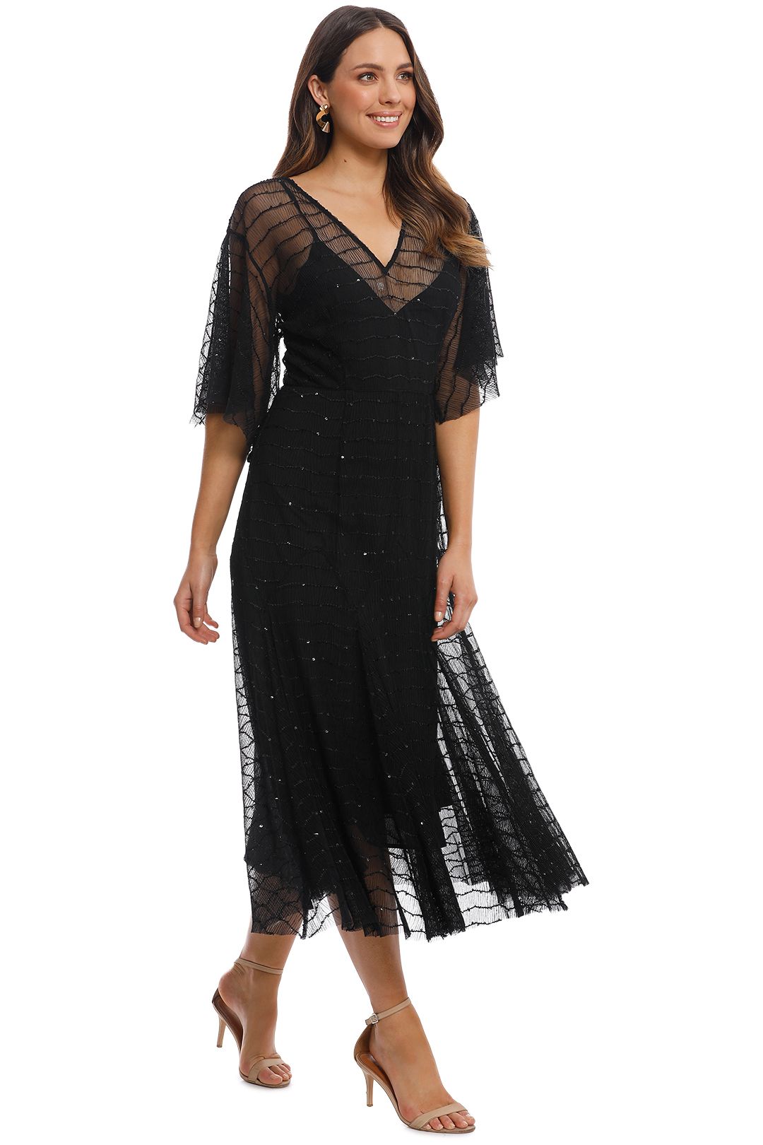 talulah candid lace midi dress Lovaan Tallulah Puff-Sleeve A-Line Cotton-Silk Midi Dress