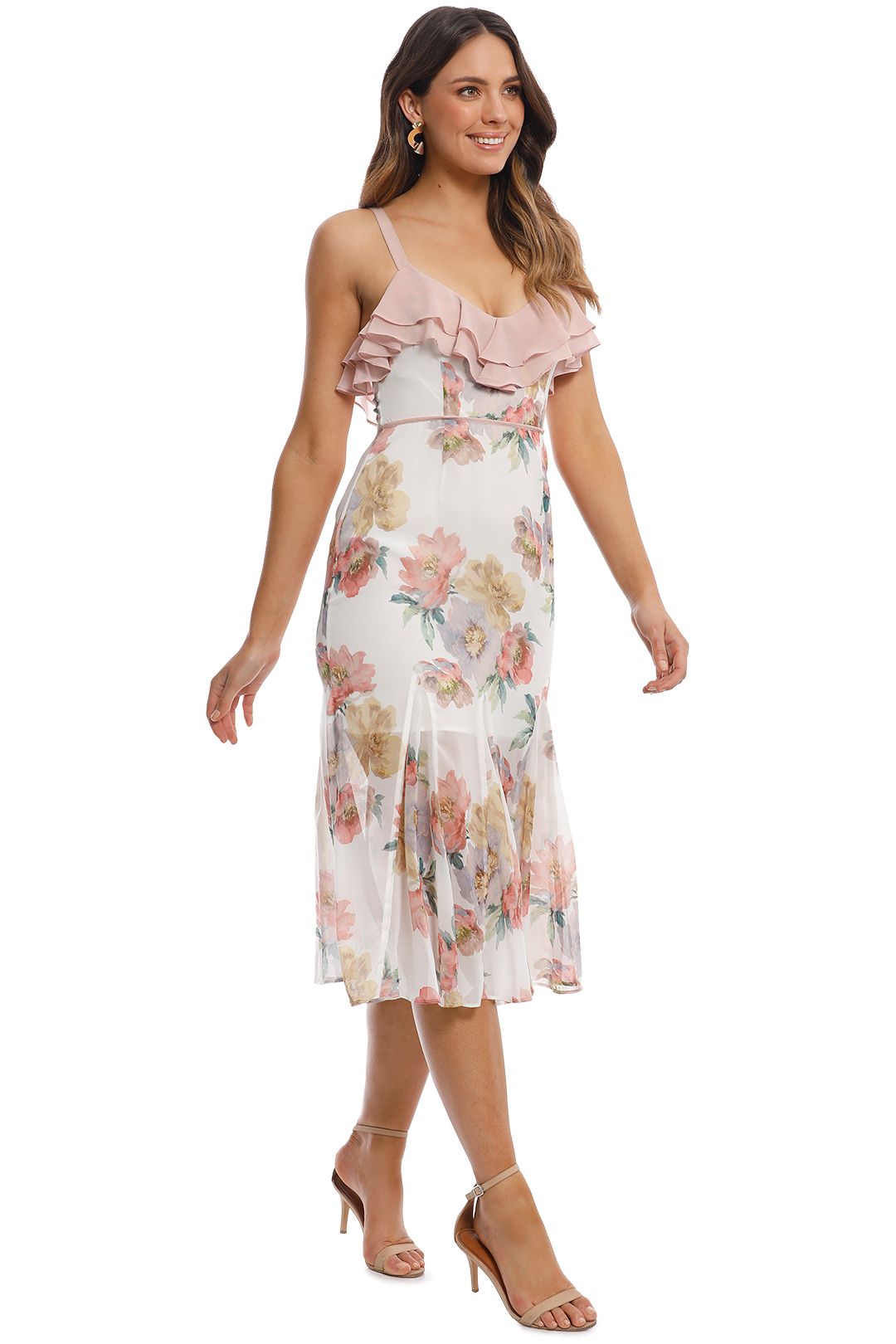Talulah - Darcy Midi Dress - White Floral - Side