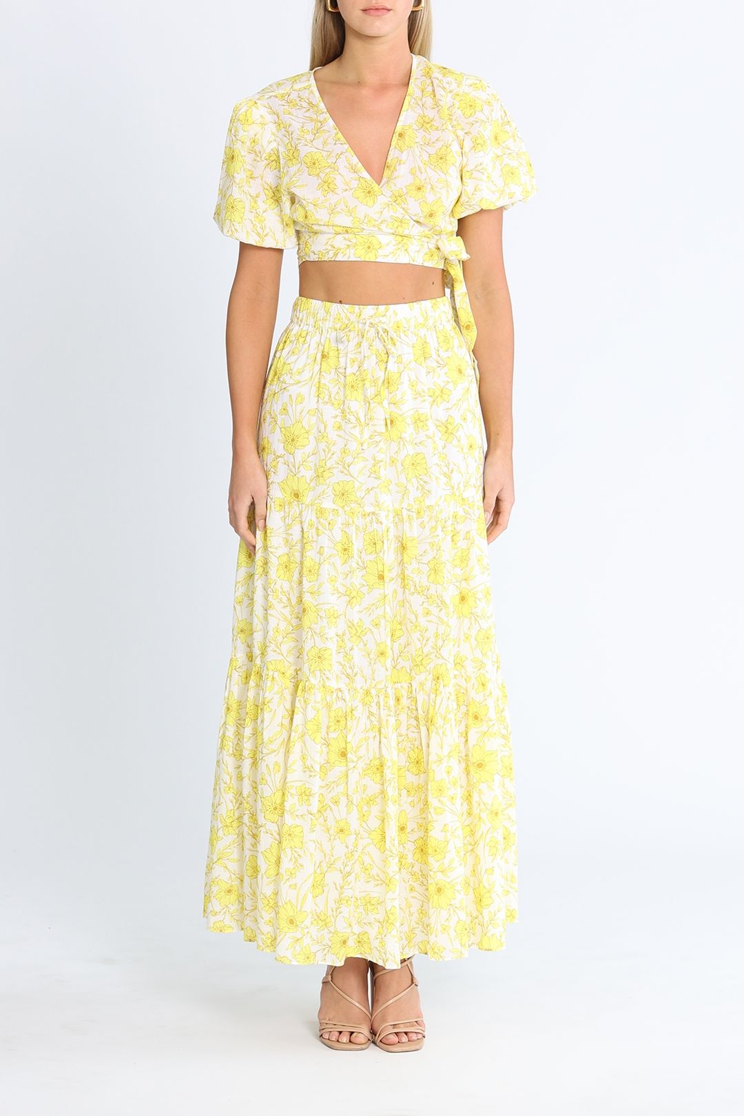 Wrap maxi skirt crop top set hotsell