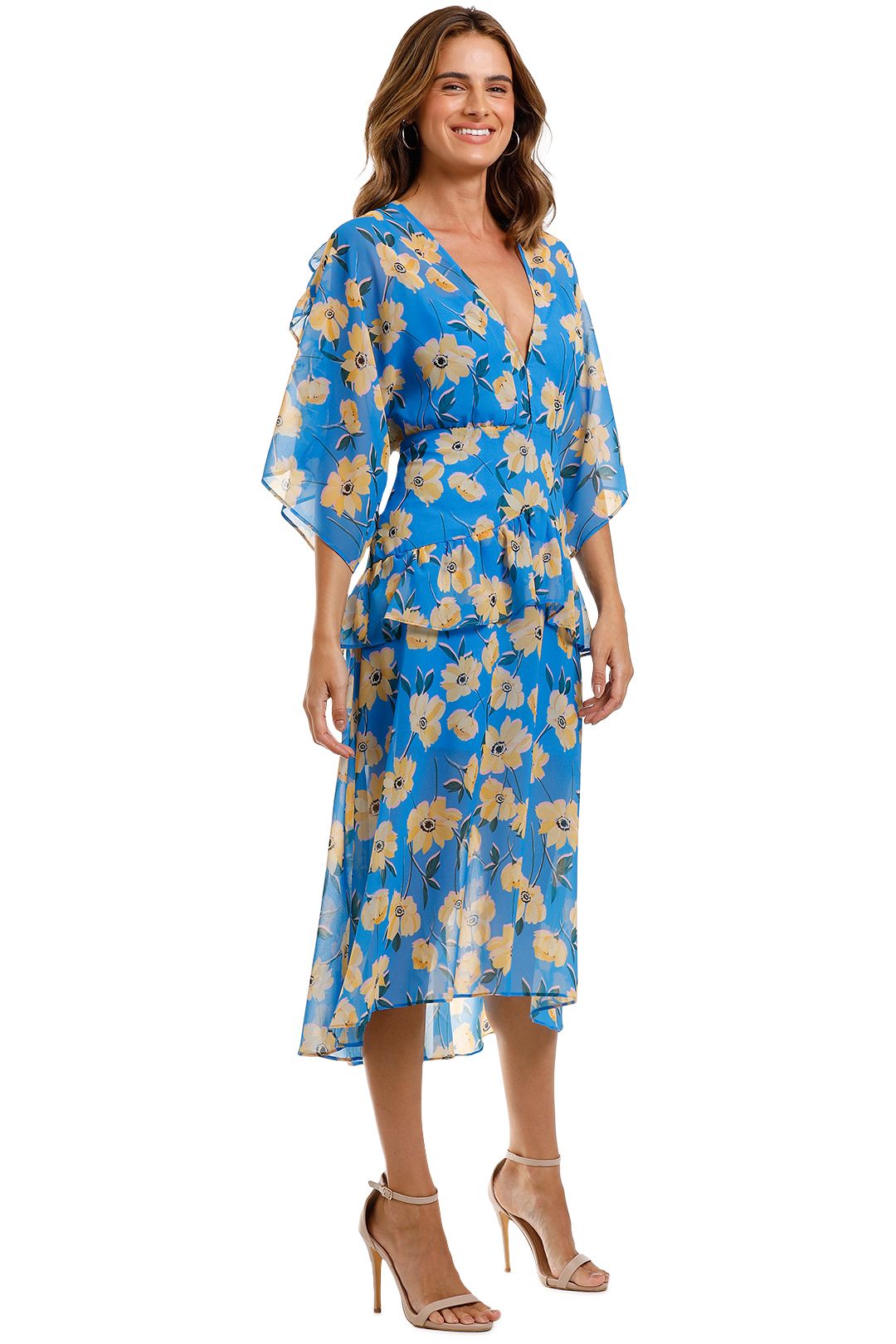 knee length dresses for ladies Cotton Blue Sicily Midi Dress for Women main image 1