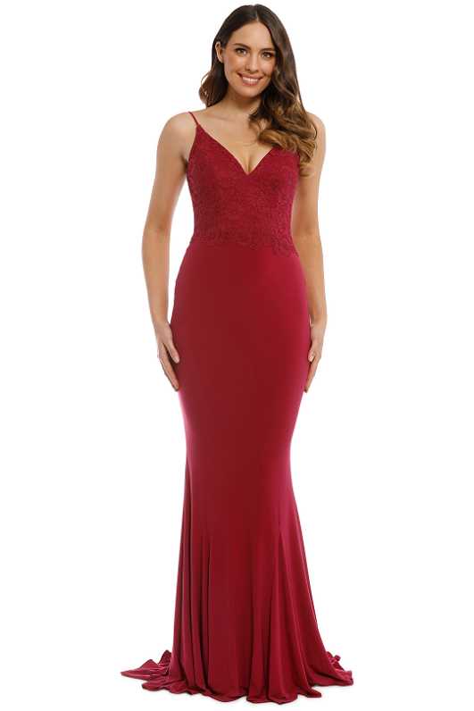 Liana Gown in Berry by Tania Olsen for Hire | GlamCorner