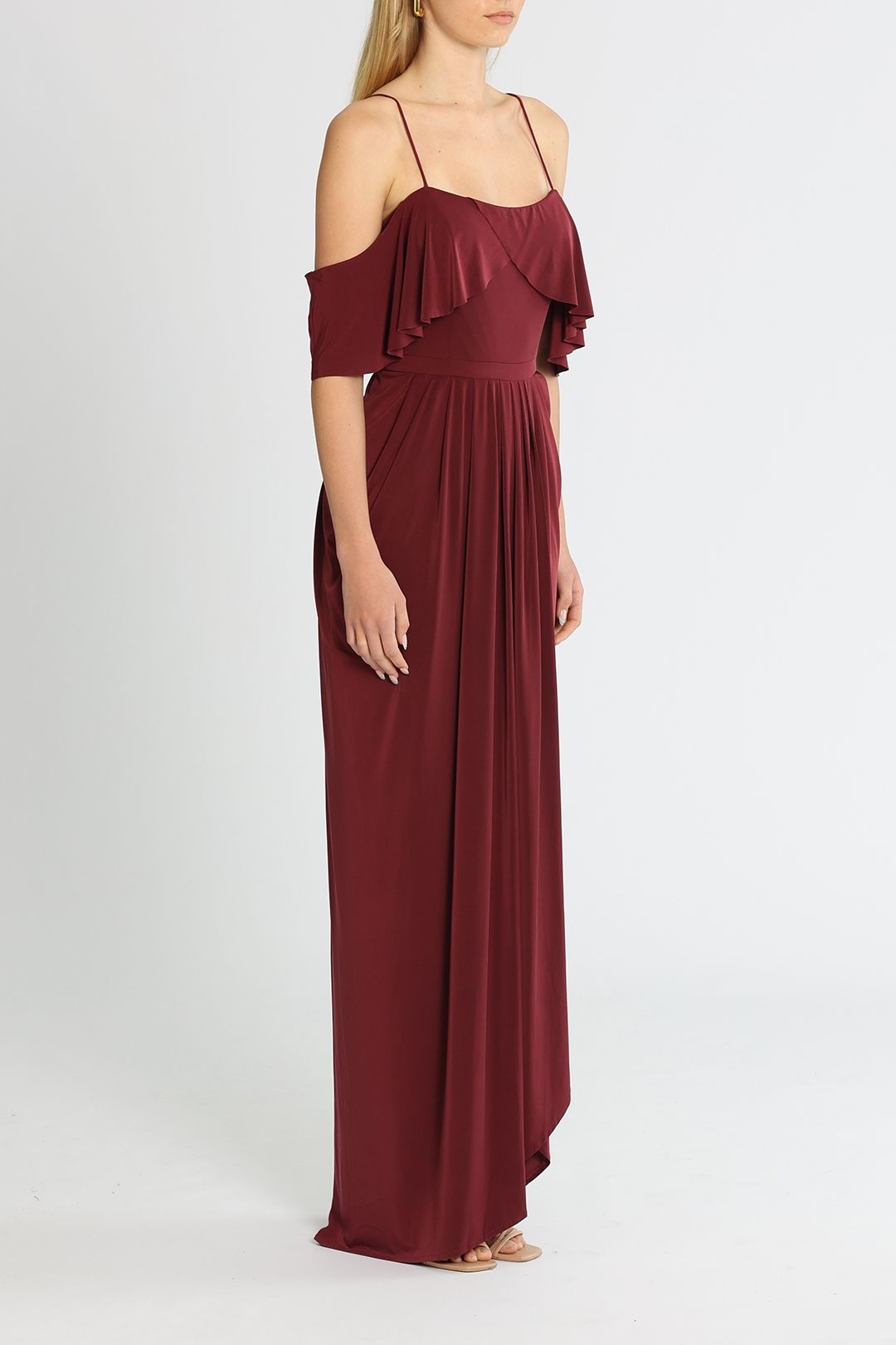 Tania Olsen Arianna Gown Wine Cold Shoulder
