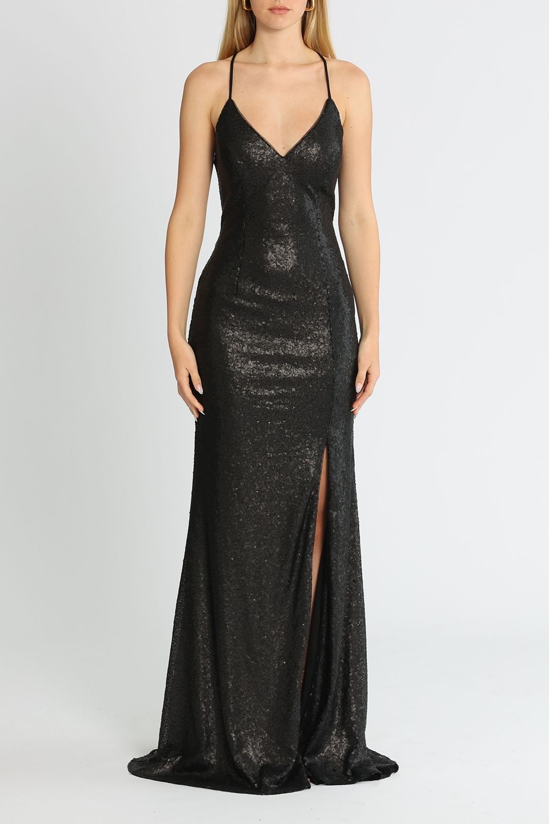Ae'lkemi - Plunge Backless Gown Black - Print < ONS Boutique