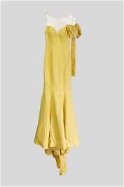 Asymmetrical Floor Tarik Ediz - Asymmetrical Floor Length Yellow GownLength Yellow Gown 